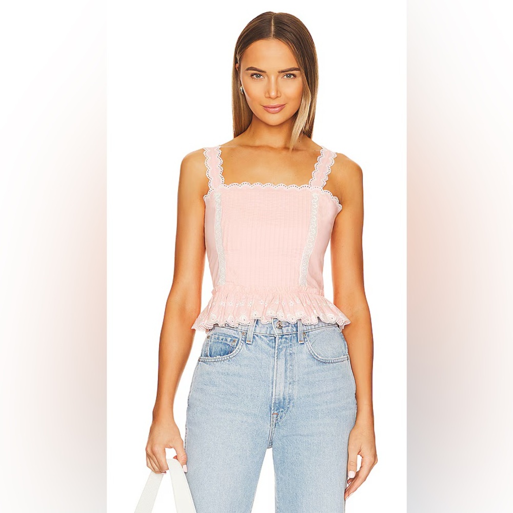 LoveShackFancy Skipper Bustier Pink Top
